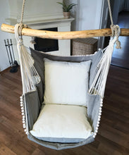 Load image into Gallery viewer, Custom Hammock chair white/light gray / pillow color custom options
