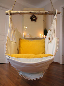 Hammock chair - yellow & white