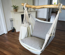 Load image into Gallery viewer, Custom Hammock chair white/light gray / pillow color custom options

