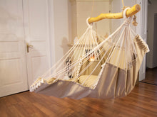 Load image into Gallery viewer, Hammock chair beige with fringe
