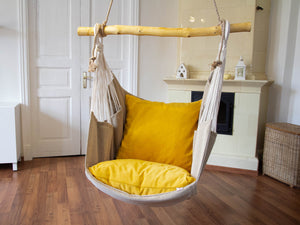 Hammock chair beige/yellow pillow