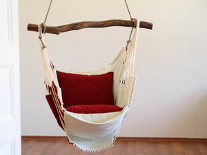 Chaise hamac rouge/blanc
